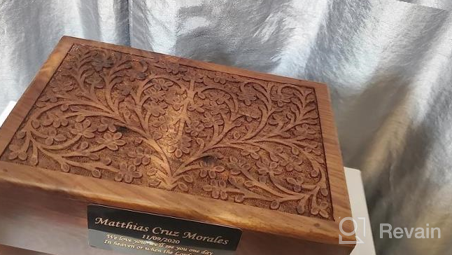 img 1 attached to Large Adult Size Personalized Wooden Engraved Cremation Urn For Human Ashes - Wood Funeral Urn review by Justino Pratama