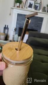 img 8 attached to Mason Jar Lids With Straw Hole, Bamboo Lids For Beer Can Glass, CNVOILA ECO Reusable Bamboo Mason Jar Lids For Regular Mouth Mason Jar With 2 Reusable Stainless Steel Straw