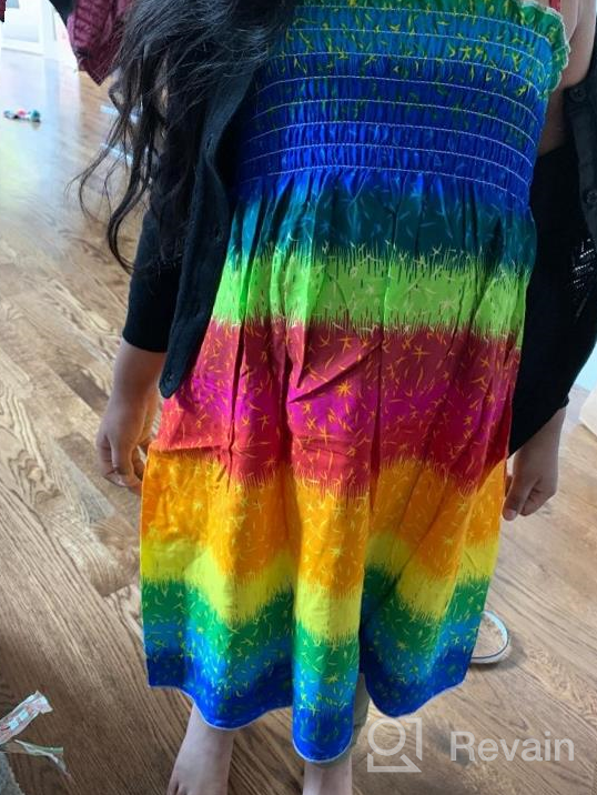 img 1 attached to 🌸 Flaunt Your Style with Girls' Bohemian Dresses - Floral Sleeveless Rainbow Beach Sundress with Necklace! review by Melisa Byers