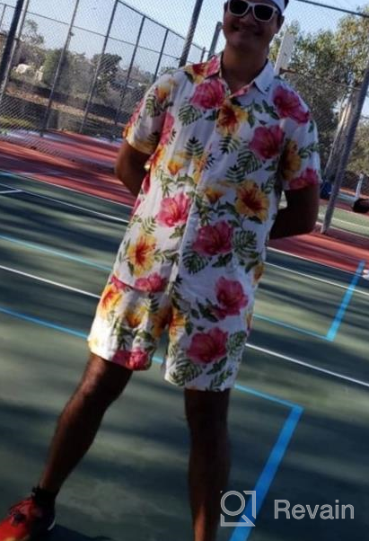 img 1 attached to EISHOPEER Men'S Hawaiian Floral Print Short Sleeve Shirt And Shorts Set For Casual Wear review by Johnny Moger