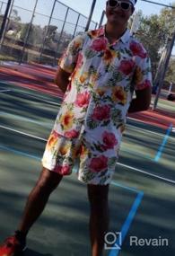 img 8 attached to EISHOPEER Men'S Hawaiian Floral Print Short Sleeve Shirt And Shorts Set For Casual Wear