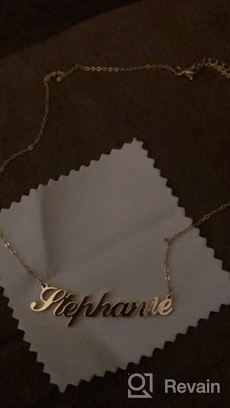 img 1 attached to Customizable 18K Gold Plated Name Necklace for Women, Girls, Kids & Teens - M MOOHAM Gold Personalized Name Necklaces with Plate Monogram Design review by Pamela Jefferies