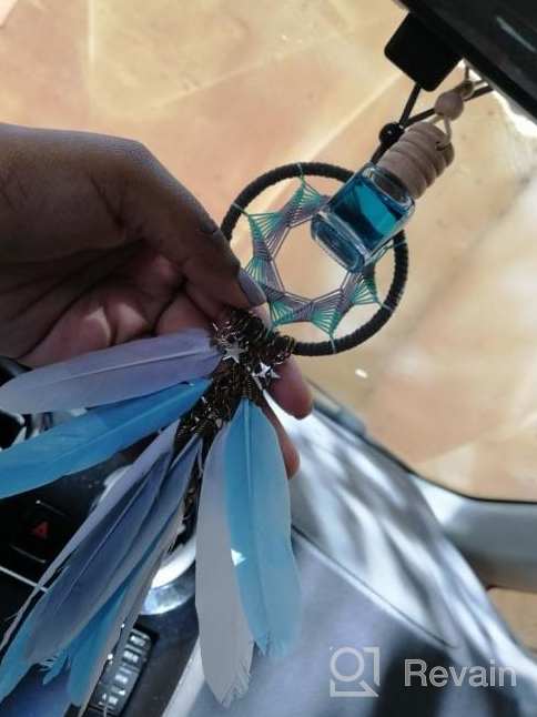 img 1 attached to Dremisland Handmade Dream Catcher Car Rear View Mirror Charm With Pearl Ornament - Blue And Grey Dream Catchers review by Ginger Peterson