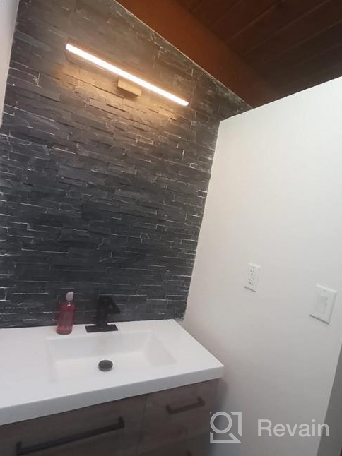 img 1 attached to Upgrade Your Bathroom With Modern Black LED Vanity Lights - 23.62 Inch Long, Cool Light 5500K, And 22W Power review by Jeff Bundrick