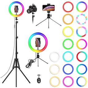 img 3 attached to Ring selfie lamp LED RGB 26 cm desktop color with phone holder and selfie Bluetooth remote control