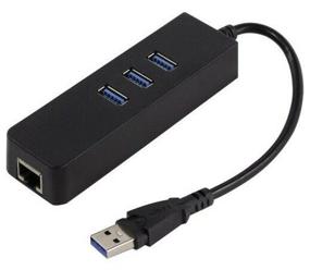 img 1 attached to Adapter USB HUB + Ethernet network "4 in 1" hub 3 x USB 3.0 + RJ45 adapter LAN Internet 100 Mbps