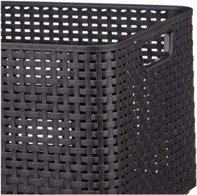 img 2 attached to 📦 Curver Rattan Style Box L Storage Basket with Lid - Dark Brown, 43x32.5x23 cm