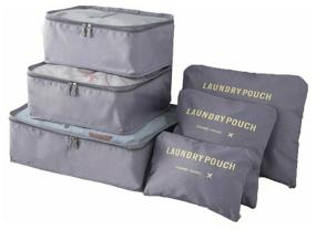 img 1 attached to Set of 6 Gray Travel & Storage Organizer Bags with Laundry Pouch