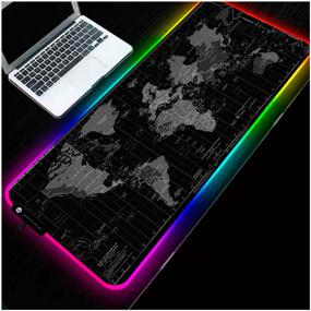 img 1 attached to 800x300x4mm RGB Backlit Gaming Mouse Pad Water Repellent Coating 14 Modes World Map Keyboard Mouse Pad