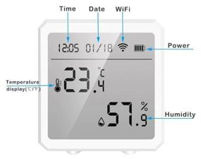 img 2 attached to Tuya - Wi-Fi temperature and humidity sensor with LCD display, clock and date