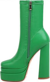 img 1 attached to Step Up In Style With Vivianly'S Women'S Platform Ankle Booties - Block High Heel Mid-Calf Zipper Bootees