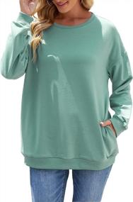 img 4 attached to Lecieldusoir Women'S Crew Neck Sweatshirts With Two Pockets Long Sleeve Pullover Casual Tops For Women