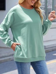 img 2 attached to Lecieldusoir Women'S Crew Neck Sweatshirts With Two Pockets Long Sleeve Pullover Casual Tops For Women