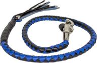 🏍️ dream apparel 42” leather motorcycle get back whip: fringed biker whip in black & blue - ultimate handlebar accessory логотип