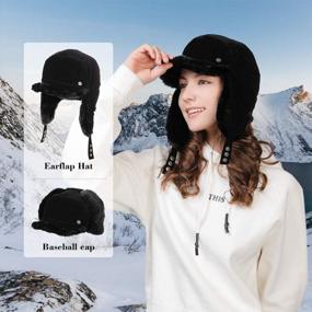 img 1 attached to Fancet Women'S Winter Wool Blend Earflap Trapper Hat With Faux Fur, Strapback And Baseball Cap Design For Dad And Ear Flaps