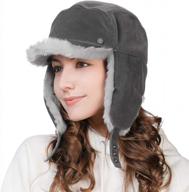 женская зимняя шапка-ушанка fancet из шерстяной смеси с искусственным мехом, ремешком на спине и бейсбольной кепкой для папы и ушанками логотип