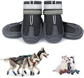 img 4 attached to Protective Dog Shoes for Hot Pavement: Breathable, Anti-Slip Mesh Boots with Adjustable Straps - Summer Footwear for Small, Medium, and Large Dogs (4PCS)