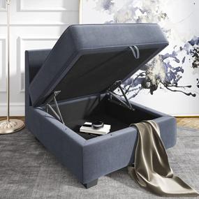 img 2 attached to Modern Bluish Grey U-Shaped Sectional Sofa With Reversible Chaise And Ottoman By HONBAY