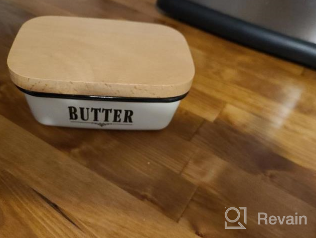 img 1 attached to Farmhouse-Style Butter Dish With Lid - Ceramic Countertop Butter Keeper For Fridge And Tabletop review by Relap Villa