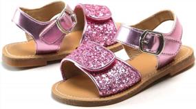 img 2 attached to Glitter Flower Open-Toe Flat Dress Sandals For Toddler Girls - Perfect Summer Shoes By Flaryzone