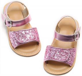 img 4 attached to Glitter Flower Open-Toe Flat Dress Sandals For Toddler Girls - Perfect Summer Shoes By Flaryzone
