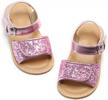 glitter flower open-toe flat dress sandals for toddler girls - perfect summer shoes by flaryzone logo