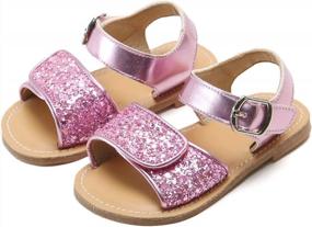 img 3 attached to Glitter Flower Open-Toe Flat Dress Sandals For Toddler Girls - Perfect Summer Shoes By Flaryzone
