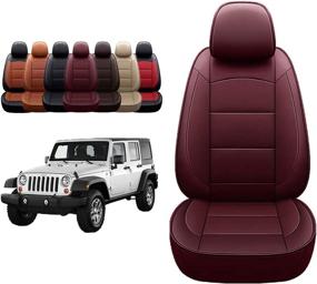 img 4 attached to 2022 Oasis Auto Wrangler JL 4 Door Custom Leather Seat Covers with No Rear Cup Holder in Burgundy
