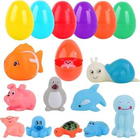img 4 attached to 🐰 10 Jumbo Size Easter Eggs (3.9'') with 10 Assorted Animal Squirters - Easter Egg Hunt Games, Bath Water Toys for Kids, Easter Basket Stuffers, Carnivals, School Supplies, and Gift Exchange