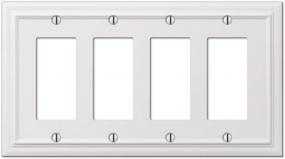 img 4 attached to Upgrade Your Decor With Amerelle 94R4W Continental Wallplate - 4 Rocker, Cast Metal, White, 1-Pack