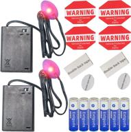 🚨 pack of 2 red fake car alarms with dusk to dawn sensor - simulated security system led light, battery-operated anti-theft flash blinking lamp, includes warning decals logo