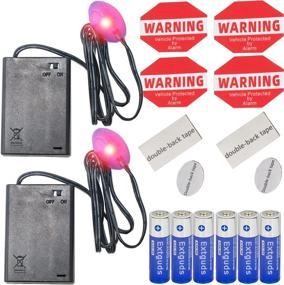 img 4 attached to 🚨 Pack of 2 Red Fake Car Alarms with Dusk to Dawn Sensor - Simulated Security System LED Light, Battery-operated Anti-Theft Flash Blinking Lamp, Includes Warning Decals