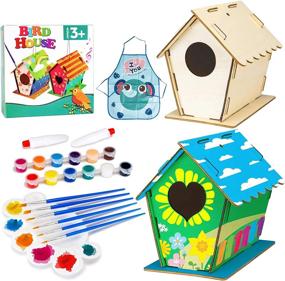 img 4 attached to Wooden Birdhouse Building Kits For Kids - 2 Pack, Complete With Paints, Brushes, And Instructions - Ideal For Children Ages 4-8+ To Enhance Creativity And Learn About Nature