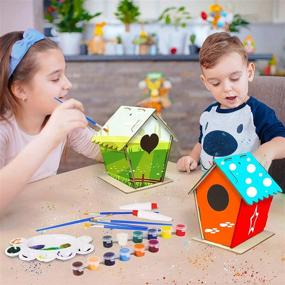img 2 attached to Wooden Birdhouse Building Kits For Kids - 2 Pack, Complete With Paints, Brushes, And Instructions - Ideal For Children Ages 4-8+ To Enhance Creativity And Learn About Nature