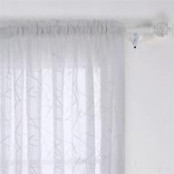 deconovo faux linen embroidered semi sheer curtains - elegant branch-white pattern, rod pocket, 52x95 inch: perfect for living room décor логотип