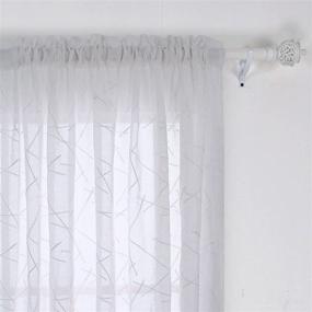 img 4 attached to Deconovo Faux Linen Embroidered Semi Sheer Curtains - Elegant Branch-White Pattern, Rod Pocket, 52x95 Inch: Perfect for Living Room Décor