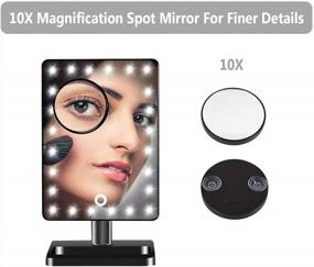 img 1 attached to Улучшите свою рутину красоты с помощью 12-дюймового зеркала для макияжа Waneway со светодиодной подсветкой - сенсорное затемнение, функция памяти и точечное зеркало с 10-кратным увеличением, черное