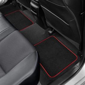 img 2 attached to 🚗 Red BDK Brite Mats - 4-Piece Front & Rear Auto Carpet Floor Mats Set for Car, Truck, Van, SUV with Colorful Outline Design Floor Liners