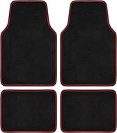 🚗 red bdk brite mats - 4-piece front & rear auto carpet floor mats set for car, truck, van, suv with colorful outline design floor liners logo