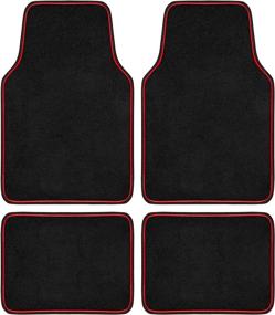 img 4 attached to 🚗 Red BDK Brite Mats - 4-Piece Front & Rear Auto Carpet Floor Mats Set for Car, Truck, Van, SUV with Colorful Outline Design Floor Liners