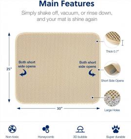 img 3 attached to WePet Cat Litter Mat: Urine Waterproof, Easy Clean & Scatter Control - No Phthalate Kitty Tray Box Rug Carpet