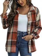 plaid shacket for women: traleubie's flannel jacket with color block lapel, button down closure, and long sleeves - perfect casual coat logo