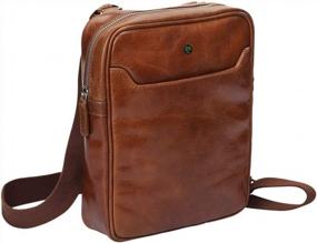 img 3 attached to Premium Full Grain Leather Messenger Bag: AULIV Cross Body Satchel For Travel And Office In Dark Tan