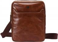 premium full grain leather messenger bag: auliv cross body satchel for travel and office in dark tan logo
