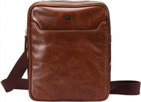 img 4 attached to Premium Full Grain Leather Messenger Bag: AULIV Cross Body Satchel For Travel And Office In Dark Tan