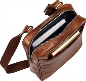 img 1 attached to Premium Full Grain Leather Messenger Bag: AULIV Cross Body Satchel For Travel And Office In Dark Tan