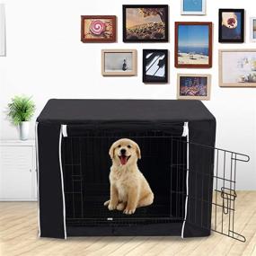 img 2 attached to 🐶 Waterproof Dog Crate Cover for 48 Inch Wire Crates - Heavy Duty, Windproof, Soundproof, Home Decoration - Cover Only, Black