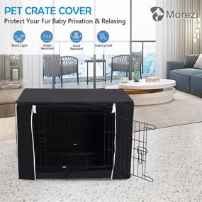 img 3 attached to 🐶 Waterproof Dog Crate Cover for 48 Inch Wire Crates - Heavy Duty, Windproof, Soundproof, Home Decoration - Cover Only, Black