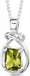 925 sterling silver peora peridot pendant necklace for women, natural gemstone birthstone emerald cut 8x6mm 1.50 carats, with 18 inch chain logo