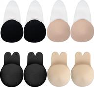 4 pairs reusable adhesive nipple covers - onesing sticky bra invisible pasties for women логотип